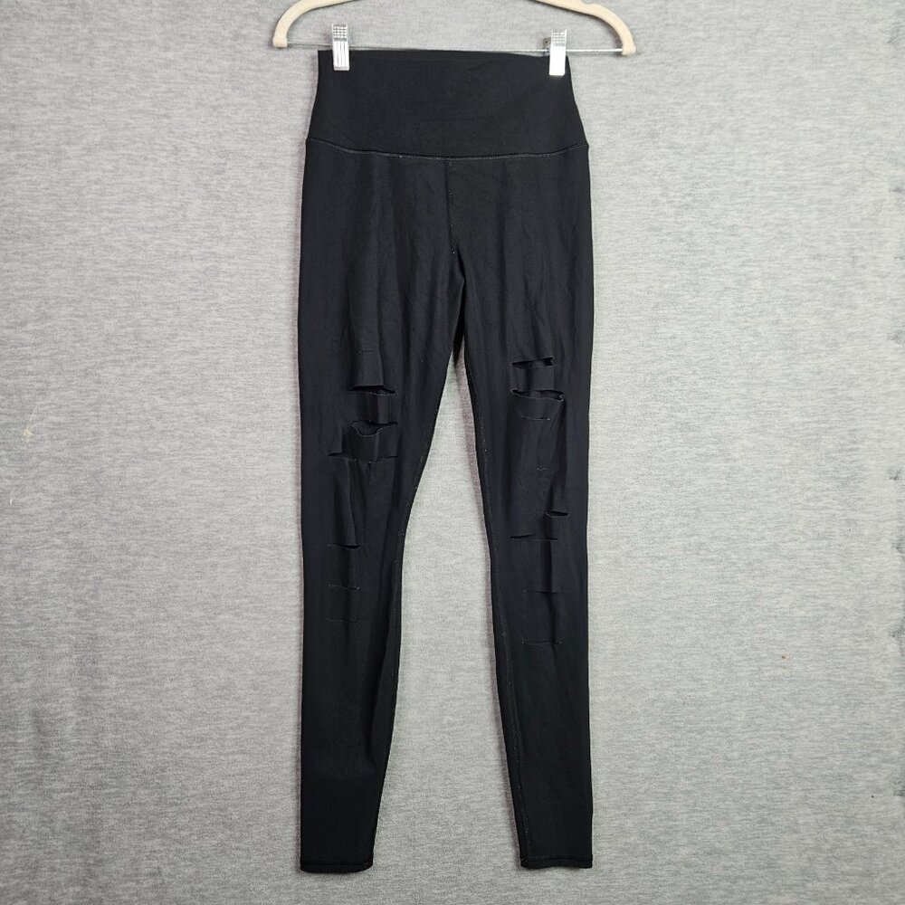 ALO Yoga Black High Waist Ripped Warrior Legging Size S